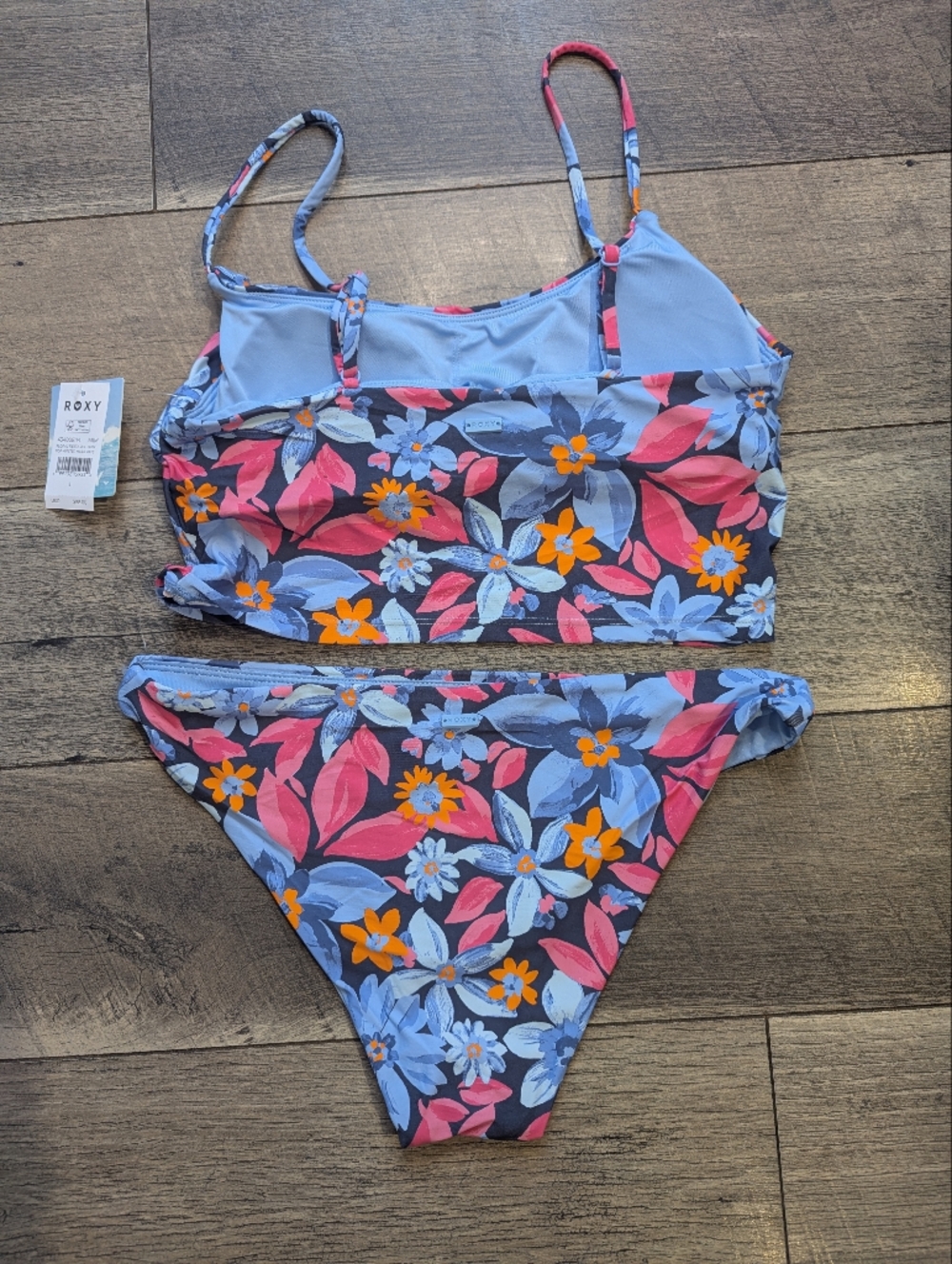 Roxy Floral Bikini Set in Blue, Pink & Orange - Picture 7 of 9